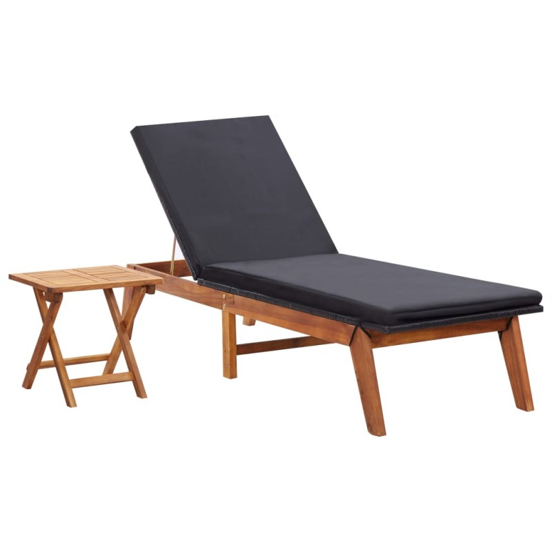 vidaXL Tumbona con mesa ratán sintético y madera maciza de acacia vidaXL Tumbona con mesa ratán sintético y madera maciza de acacia