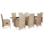 vidaXL Set comedor de jardín 9 piezas y cojines ratán sintético beige vidaXL Set comedor de jardín 9 piezas y cojines ratán sintético beige