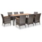 vidaXL Set de muebles de jardín 9 pzas ratán sintético gris vidaXL Set de muebles de jardín 9 pzas ratán sintético gris