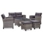 vidaXL Muebles de jardín 6 pzas y cojines ratán sintético gris oscuro