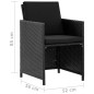 vidaXL Set comedor de jardín 11 piezas y cojines ratán sintético negro