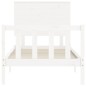 vidaXL Estructura de cama individual con cabecero madera maciza blanco vidaXL Estructura de cama individual con cabecero madera maciza blanco