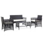 vidaXL Set muebles de jardín 4 piezas y cojines ratán sintético negro vidaXL Set muebles de jardín 4 piezas y cojines ratán sintético negro