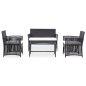 vidaXL Set muebles de jardín 4 piezas y cojines ratán sintético negro vidaXL Set muebles de jardín 4 piezas y cojines ratán sintético negro