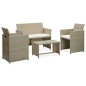 vidaXL Set de muebles de jardín 4 pzas y cojines ratán sintético beige vidaXL Set de muebles de jardín 4 pzas y cojines ratán sintético beige