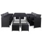 vidaXL Set comedor de jardín 15 piezas y cojines ratán sintético negro vidaXL Set comedor de jardín 15 piezas y cojines ratán sintético negro