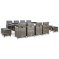 vidaXL Set comedor de jardín 13 piezas y cojines ratán sintético gris