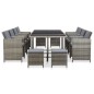 vidaXL Set comedor de jardín 13 piezas y cojines ratán sintético gris