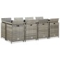 vidaXL Set comedor de jardín 13 piezas y cojines ratán sintético gris