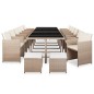 vidaXL Set comedor de jardín 17 piezas y cojines ratán sintético beige vidaXL Set comedor de jardín 17 piezas y cojines ratán sintético beige