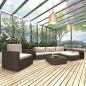 vidaXL Set muebles de jardín 8 piezas y cojines ratán sintético marrón vidaXL Set muebles de jardín 8 piezas y cojines ratán sintético marrón