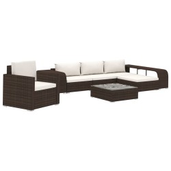 vidaXL Set muebles de jardín 8 piezas y cojines ratán sintético marrón