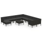 vidaXL Set muebles de jardín 12 pzas y cojines ratán sintético negro