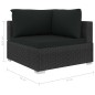 vidaXL Set muebles de jardín 12 pzas y cojines ratán sintético negro vidaXL Set muebles de jardín 12 pzas y cojines ratán sintético negro