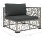 vidaXL Set de muebles de jardín 5 pzas y cojines ratán sintético gris
