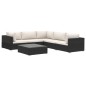 vidaXL Set muebles de jardín 6 piezas y cojines ratán sintético negro