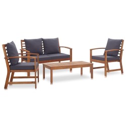 vidaXL Muebles de jardín 4 piezas con cojines madera acacia maciza    