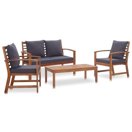 vidaXL Muebles de jardín 4 piezas con cojines madera acacia maciza    
