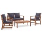 vidaXL Muebles de jardín 4 piezas con cojines madera acacia maciza vidaXL Muebles de jardín 4 piezas con cojines madera acacia maciza