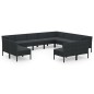 vidaXL Set de muebles de jardín 12 pzas cojines ratán sintético negro