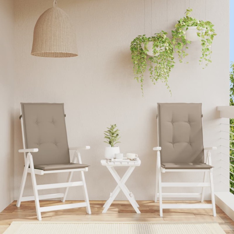 vidaXL Cojín silla de jardín respaldo alto 2 uds tela taupé 120x50x3cm vidaXL Cojín silla de jardín respaldo alto 2 uds tela taupé 120x50x3cm