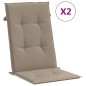 vidaXL Cojín silla de jardín respaldo alto 2 uds tela taupé 120x50x3cm vidaXL Cojín silla de jardín respaldo alto 2 uds tela taupé 120x50x3cm
