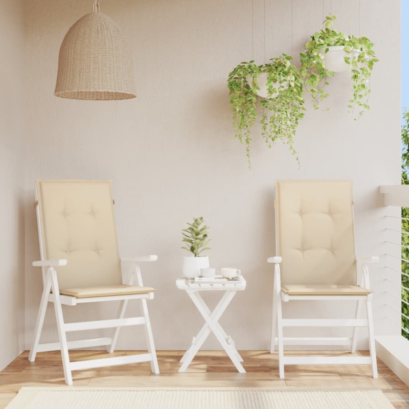 vidaXL Cojín silla de jardín respaldo alto 2 uds tela beige 120x50x3cm vidaXL Cojín silla de jardín respaldo alto 2 uds tela beige 120x50x3cm
