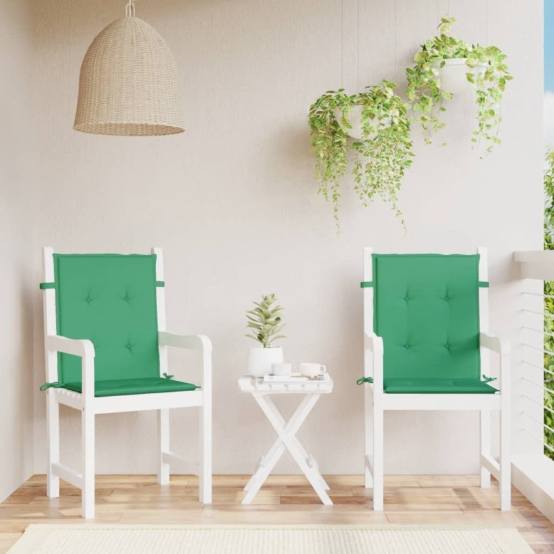vidaXL Cojín silla jardín respaldo bajo 2 uds tela Oxford verde vidaXL Cojín silla jardín respaldo bajo 2 uds tela Oxford verde