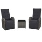 vidaXL Juego muebles bistro jardín 3 pzas cojines ratán sintético gris vidaXL Juego muebles bistro jardín 3 pzas cojines ratán sintético gris