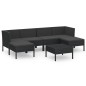 vidaXL Set de muebles de jardín 7 pzas cojines ratán sintético negro vidaXL Set de muebles de jardín 7 pzas cojines ratán sintético negro