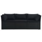 vidaXL Set de muebles de jardín 4 pzas y cojines ratán sintético negro vidaXL Set de muebles de jardín 4 pzas y cojines ratán sintético negro