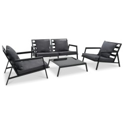 vidaXL Muebles de jardín 4 pzas y cojines de aluminio gris oscuro