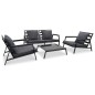 vidaXL Muebles de jardín 4 pzas y cojines de aluminio gris oscuro vidaXL Muebles de jardín 4 pzas y cojines de aluminio gris oscuro