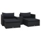 vidaXL Set muebles de jardín 5 piezas y cojines ratán sintético negro vidaXL Set muebles de jardín 5 piezas y cojines ratán sintético negro