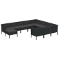 vidaXL Set de muebles de jardín 11 pzas cojines ratán sintético negro vidaXL Set de muebles de jardín 11 pzas cojines ratán sintético negro