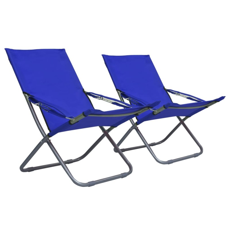 vidaXL Sillas de playa plegables 2 unidades tela azul vidaXL Sillas de playa plegables 2 unidades tela azul