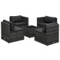 vidaXL Set de muebles de jardín 5 pzas y cojines ratán sintético gris
