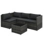 vidaXL Set de muebles de jardín 5 pzas y cojines ratán sintético gris