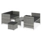 vidaXL Set de muebles de jardín 5 pzas y cojines ratán sintético gris vidaXL Set de muebles de jardín 5 pzas y cojines ratán sintético gris