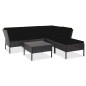 vidaXL Set muebles de jardín 6 piezas y cojines ratán sintético negro vidaXL Set muebles de jardín 6 piezas y cojines ratán sintético negro