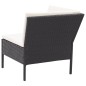 vidaXL Set de muebles de jardín 3 pzas y cojines ratán sintético negro vidaXL Set de muebles de jardín 3 pzas y cojines ratán sintético negro