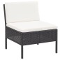 vidaXL Set de muebles de jardín 3 pzas y cojines ratán sintético negro vidaXL Set de muebles de jardín 3 pzas y cojines ratán sintético negro