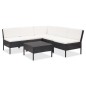 vidaXL Set muebles de jardín 6 piezas y cojines ratán sintético negro vidaXL Set muebles de jardín 6 piezas y cojines ratán sintético negro