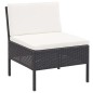vidaXL Set muebles de jardín 6 piezas y cojines ratán sintético negro vidaXL Set muebles de jardín 6 piezas y cojines ratán sintético negro