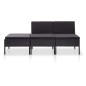 vidaXL Set de muebles de jardín 3 pzas y cojines ratán sintético negro vidaXL Set de muebles de jardín 3 pzas y cojines ratán sintético negro