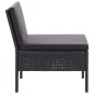 vidaXL Set de muebles de jardín 3 pzas y cojines ratán sintético negro vidaXL Set de muebles de jardín 3 pzas y cojines ratán sintético negro