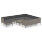 vidaXL Set de muebles de jardín 12 pzas y cojines ratán sintético gris vidaXL Set de muebles de jardín 12 pzas y cojines ratán sintético gris