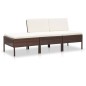 vidaXL Set muebles de jardín 3 pzas y cojines ratán sintético marrón vidaXL Set muebles de jardín 3 pzas y cojines ratán sintético marrón