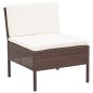 vidaXL Set muebles de jardín 3 pzas y cojines ratán sintético marrón vidaXL Set muebles de jardín 3 pzas y cojines ratán sintético marrón