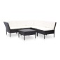 vidaXL Set muebles de jardín 6 piezas y cojines ratán sintético negro vidaXL Set muebles de jardín 6 piezas y cojines ratán sintético negro